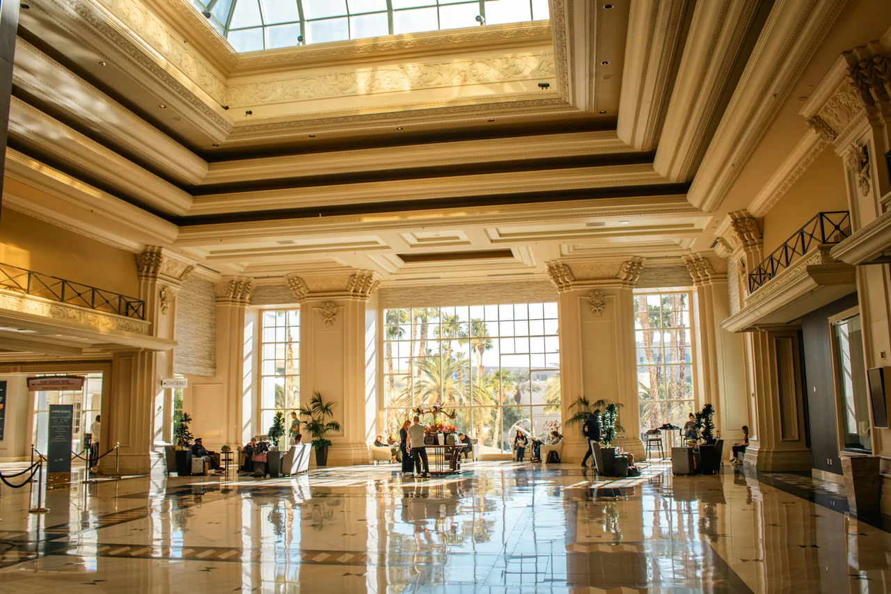Executive hospitality and corporate travel environment.
